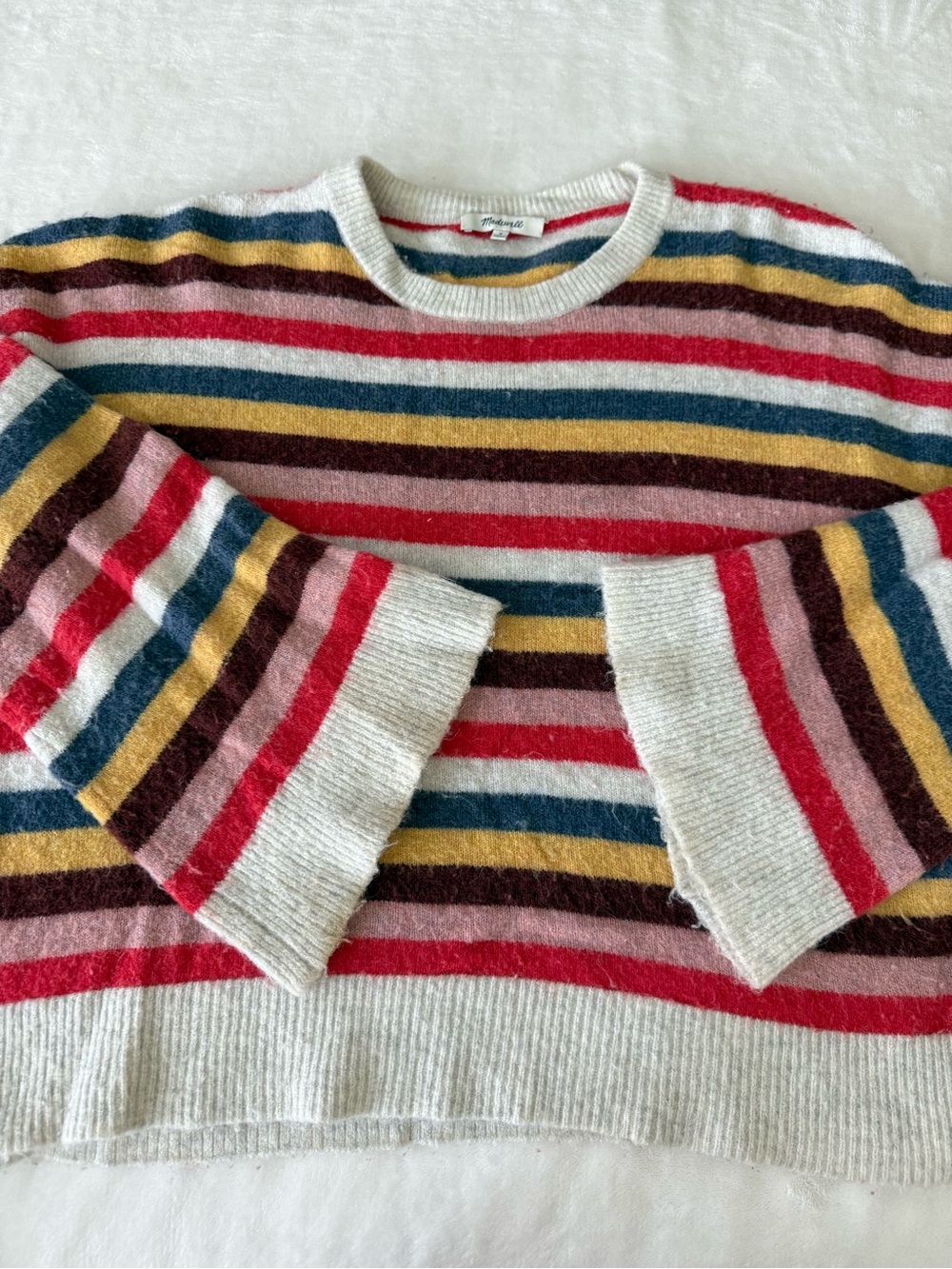 Madewell Sweater Women's M Pullover Cardiff Striped Crew Neck Long Sleeve D87